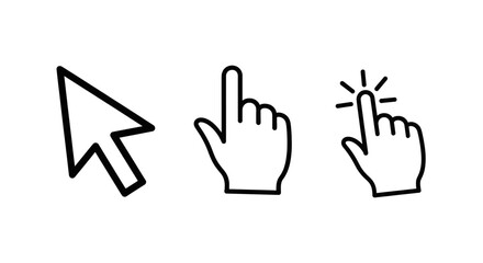 Click and cursor icons for web design, user interface, and digital interaction visuals