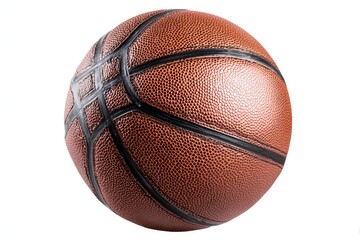 Obraz premium A classic, orange-brown basketball with textured surface and black lines, isolated on a white background