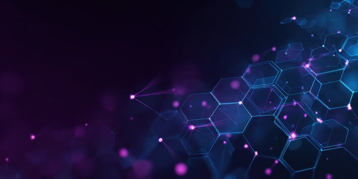 Abstract digital network of hexagons with glowing connections