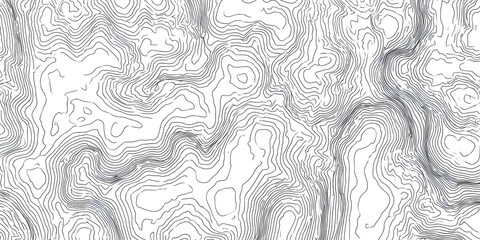 Topographic line pattern, vector seamless texture, gray lines on a gray background, topographical map outline. 