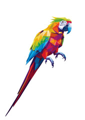 Fototapeta premium Polygonal parrot perched with vibrant colors