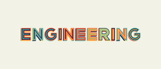 Engineering word in modern typography. Design for website banner, magazine, wall graphics, poster, flyer and catalogue design.