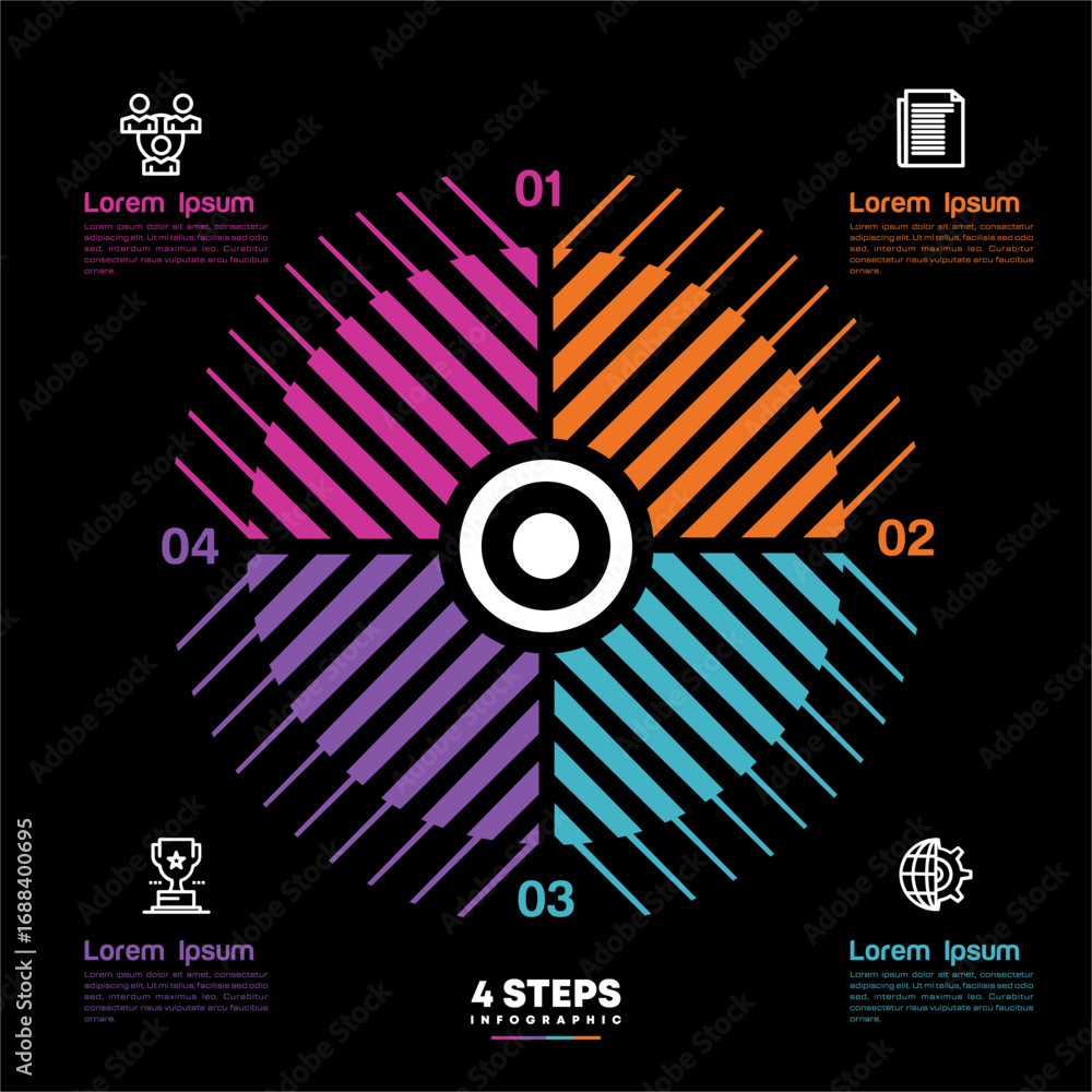 Poster venn diagram infographic chart template for business 4 step options, presentation with venn diagram 