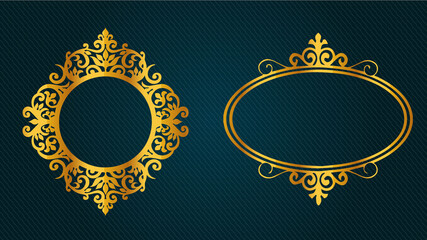 vector golden frame with floral ornament