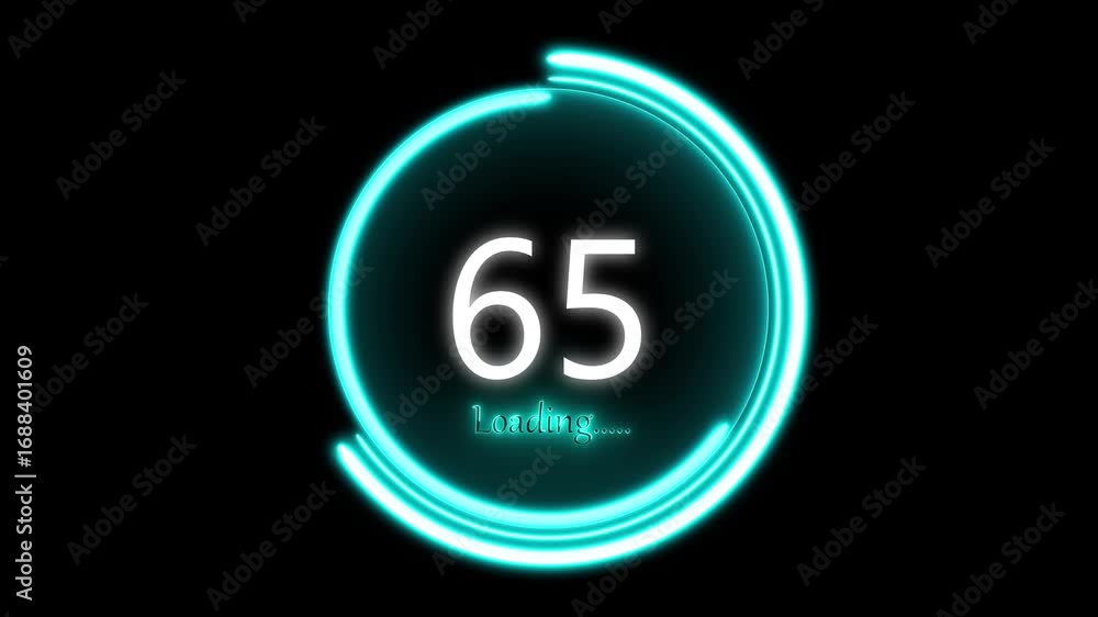 Aufkleber futuristic neon loading countdown 36 seconds turquoise circle progress bar hud interface motion grap