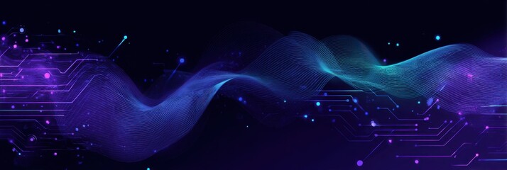 Abstract digital wave design with circuit lines