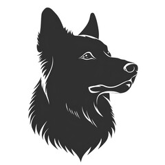 Stylized German Shepherd Bust - A Bold Black Silhouette with White Line Art Details.