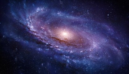Fototapeta premium Spiral galaxy, vibrant hues, deep space. Vast cosmic swirl, star-studded expanse