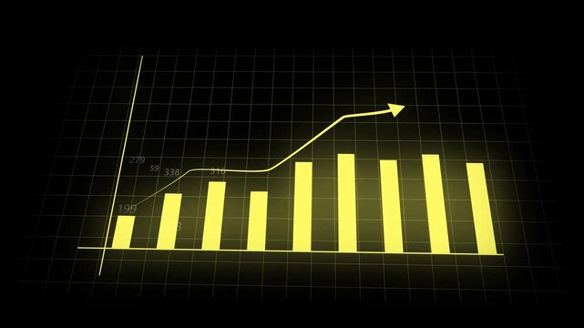 Growth chart animation business success financial data yellow bars abstract background 4k ultra hd. Animated business growth chart yellow bars financial data visualization corporate presentation.