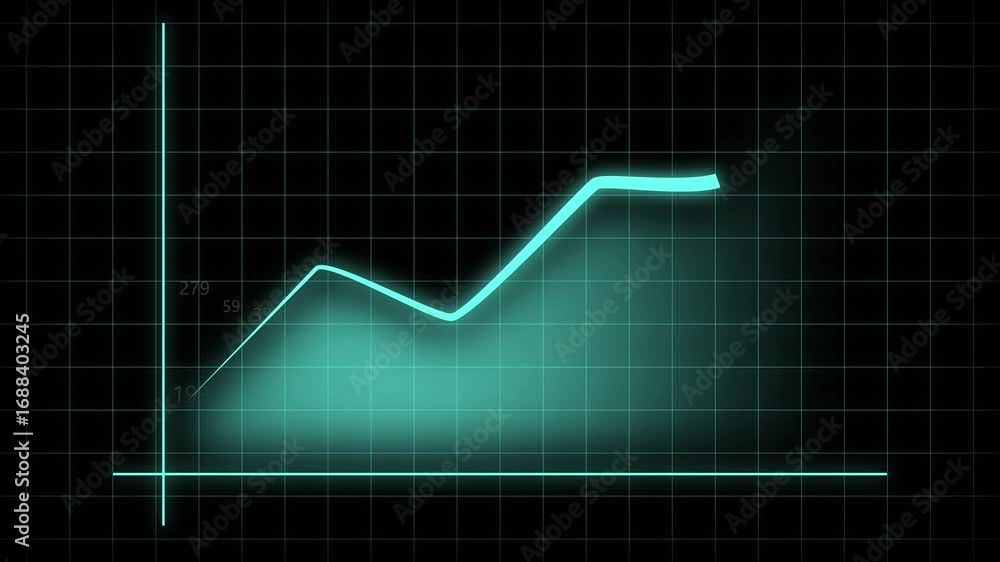 Poster animated teal graph line chart data visualization modern technology presentation 4k ultra hd. animat