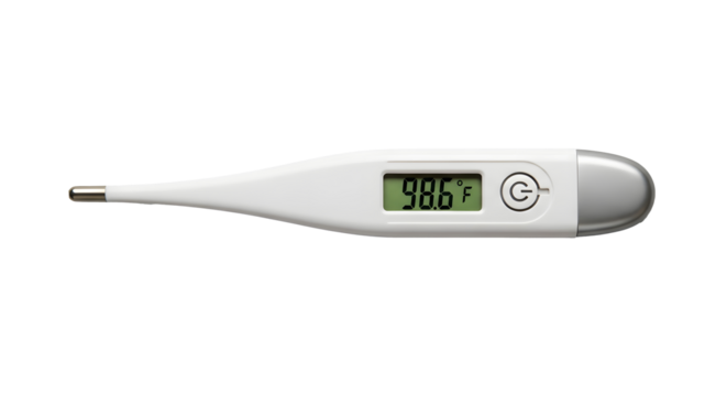 Handheld digital thermometer medical tool battery powered temperature sensor device