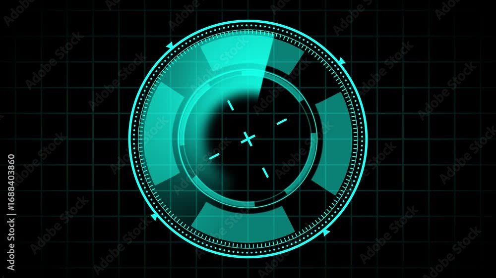 Aufkleber futuristic hud teal interface animation rotating circular scanner seamless loop 4k ultra hd. animate