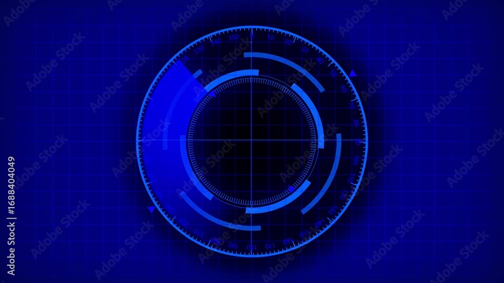 Aufkleber blue hud interface animation rotating radar scanner sci fi technology seamless loop. circular radar 