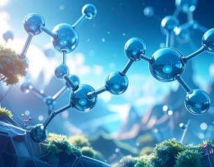 3D model of molecules in a landscape