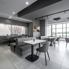 Fototapeta premium Modern Minimalist Caffe Interior with Natural Light