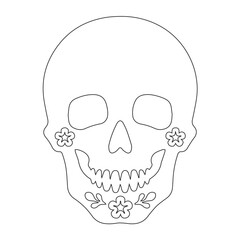 Minimalist Line Art of Human Skull – Black Outline Vector for Anatomy, Halloween, or Gothic Design