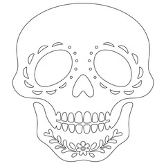 Minimalist Line Art of Human Skull – Black Outline Vector for Anatomy, Halloween, or Gothic Design