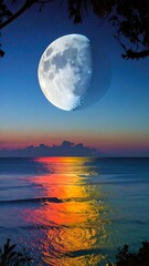 Moonlit Ocean Sunset Reflection