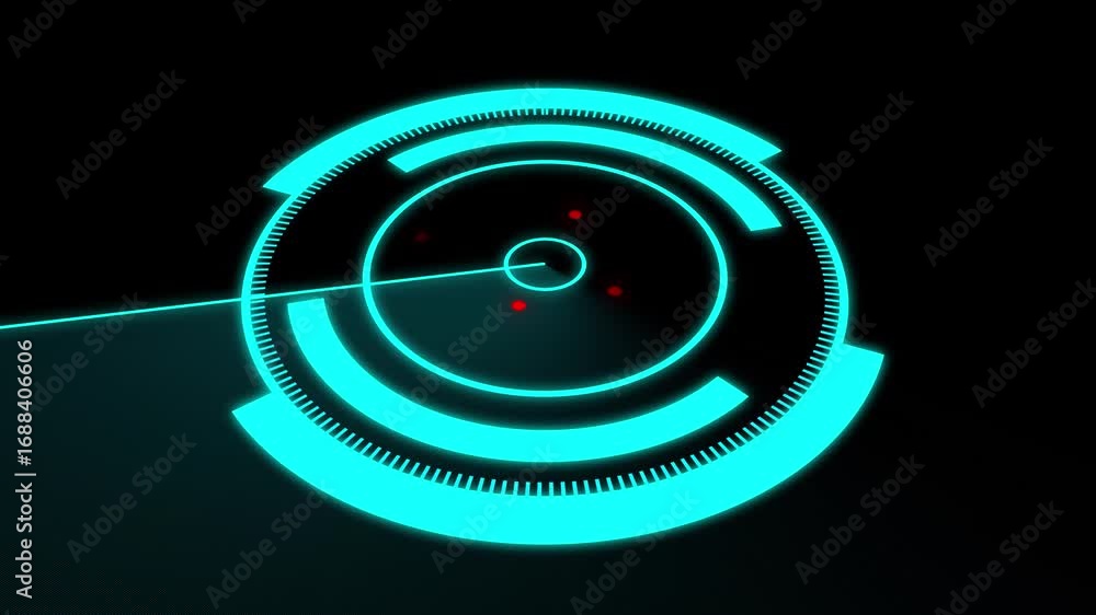 Aufkleber futuristic hud interface neon cyan blue digital display glowing circles loop 4k. animated sci-fi hud