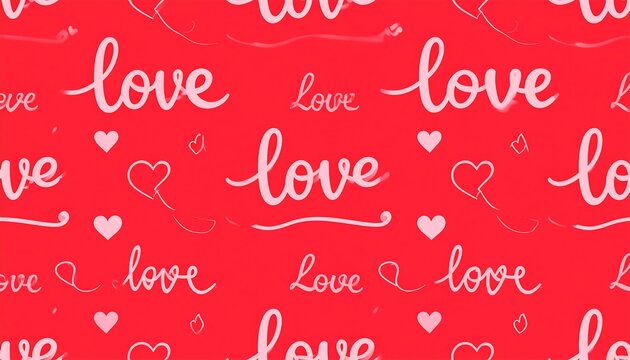Romantic red pattern with hearts and love