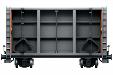 Gray freight car with ladders and shelves isolated on a transparent background train car