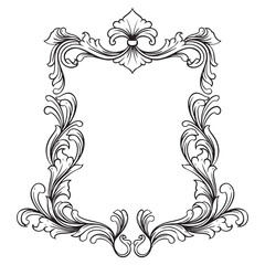 decorative frame Vintage baroque with floral ornament engraving illustration art