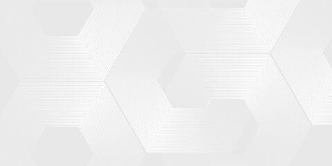 Hexagon abstract white gray wave light technology texture background simple abstract modern