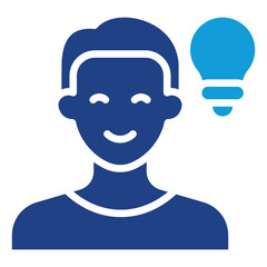 Idea Glyph Blue Silhouette Icon Design Vector - Person with light bulb, representing idea, creativity, or inspiration