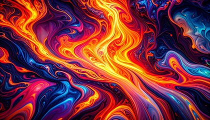 Abstract Colorful Swirls Painting of Flowing Liquid Art