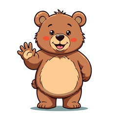 Obraz premium Adorable Bear Standing Cartoon, Cute Animal Vector Illustration