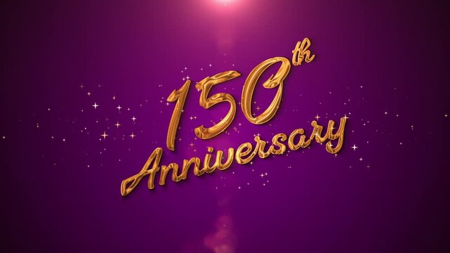 A glowing golden &ldquo;150th Anniversary&rdquo; text with elegant sparkles and shimmering particles. Perfect for celebrating five years of love, wedding milestones, romantic greetings, family memories