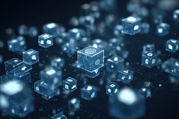 Abstract digital cubes with icons