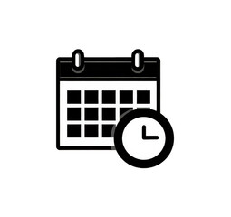 Black And White Calendar And Clock Icon