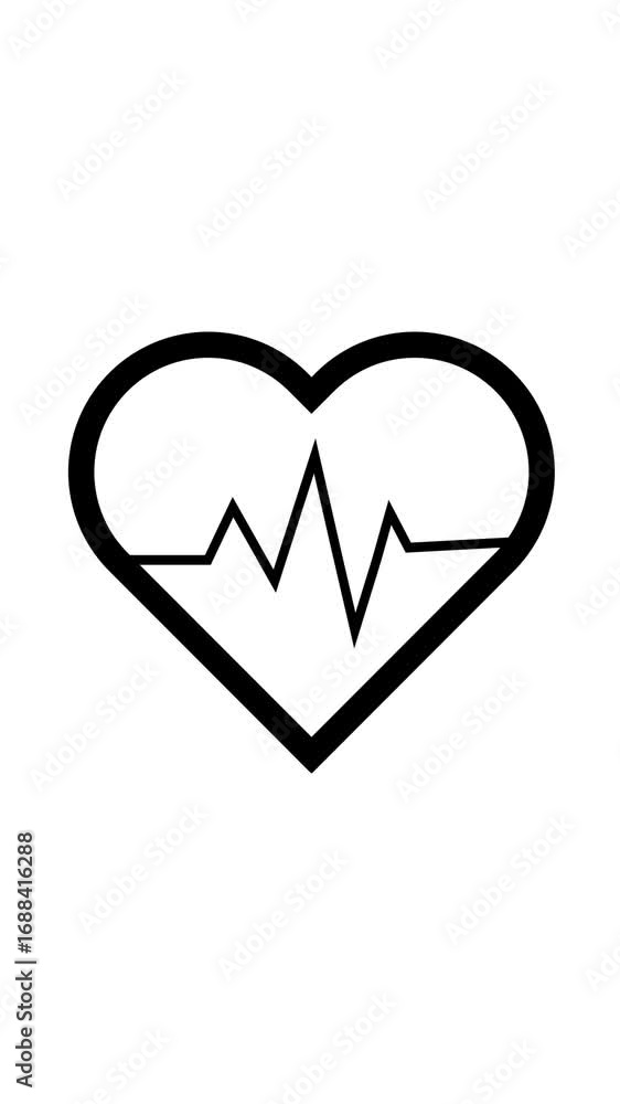Poster vertical video showing simple heartbeat line for health and wellness concepts. heartbeat graphic sym