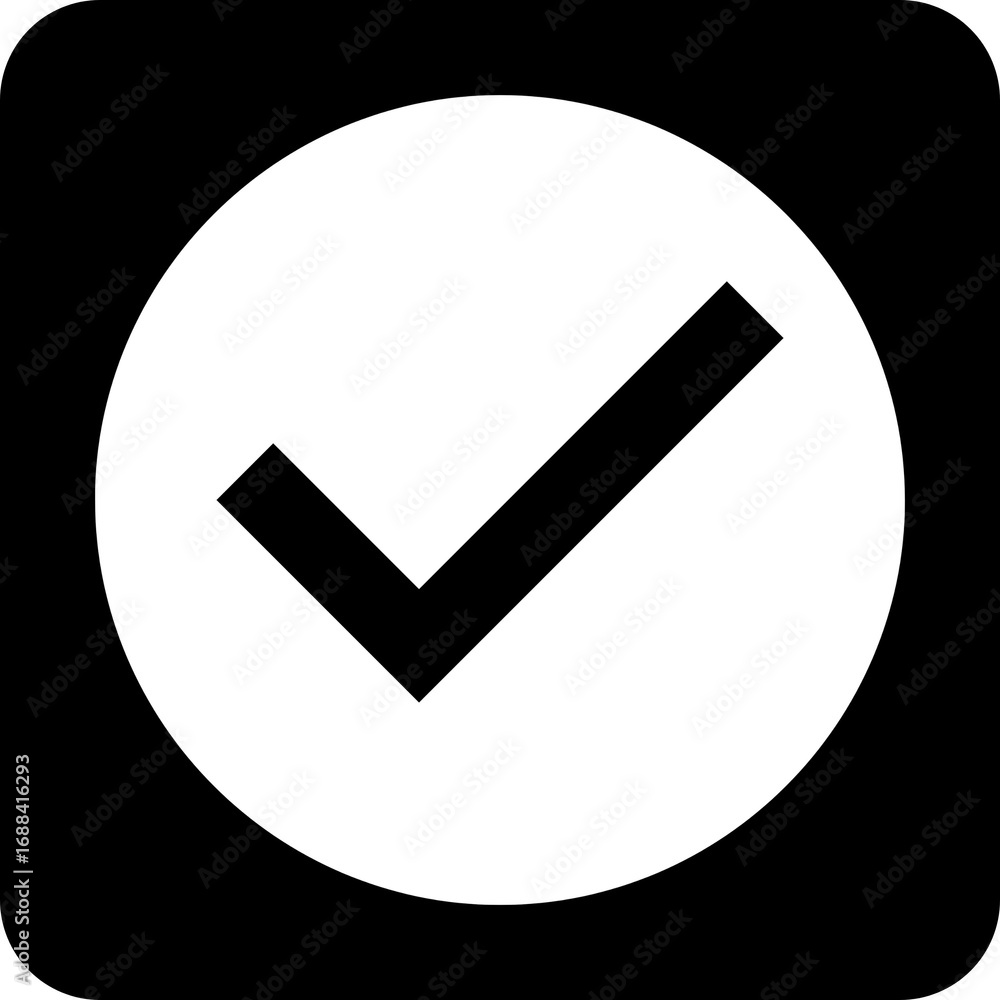 Aufkleber circle with check mark icon for completed tasks and verification