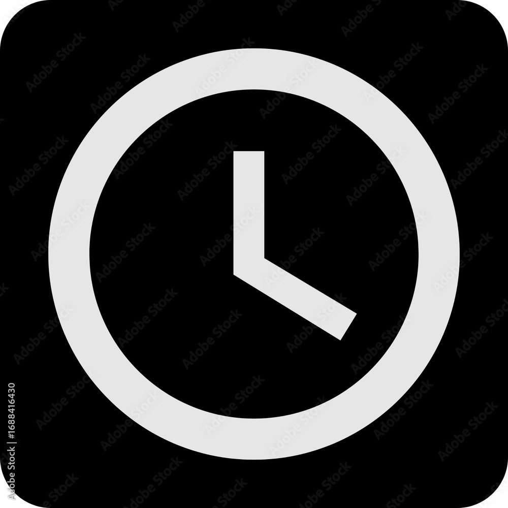 Poster simple analog clock icon with white face showing time
