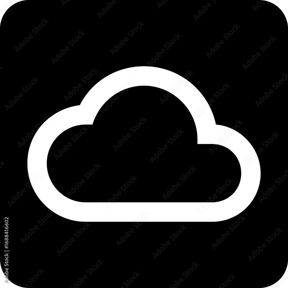 Poster minimal outlined cloud icon for weather and tech concepts