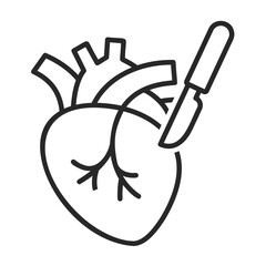 Heart surgery line icon for healthcare, hospital treatment, and medical operation vector.