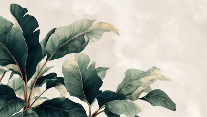 Fototapete Badezimmer Elegant tropical leaves on light beige background  © tan