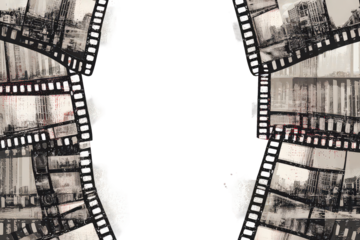 Black and White Film Reel Frame with Transparent Center