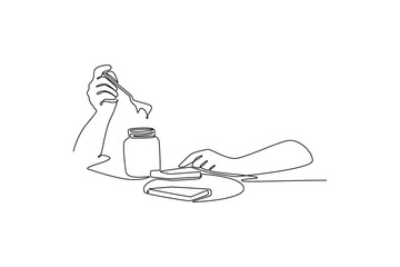 breakfast concept. Single line draw design. Vector graphic illustration