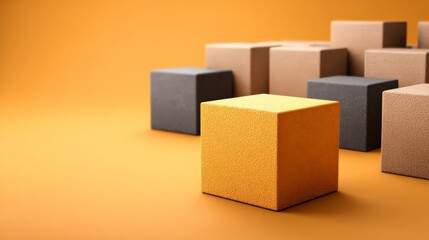 Fototapeta premium The cubes often symbolize data blocks, digital packages, or abstract computational elements (like a cloud service or blockchain).