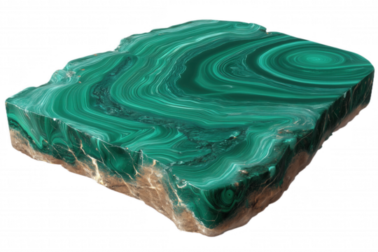 Hand-Cut Malachite Slice — Jewelry Cabochon PNG