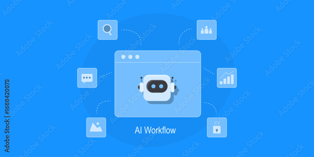 Aufkleber ai virtual robot showcasing autonomous multitasking capabilities connected with core business functi