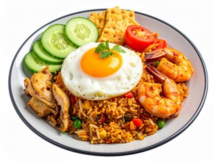 Colorful Fried Rice with Mixed Toppings Indonesian Style