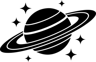 saturn with sparkle silhouette vector illustration