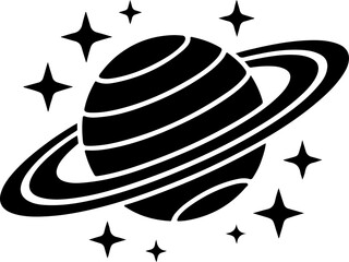 saturn with sparkle silhouette vector illustration