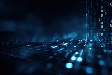 Abstract digital circuit board with binary code