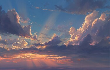 Colorful sunset sky with dramatic clouds