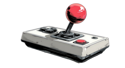 Retro Pixel Art Joystick with Red Ball